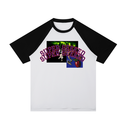 Contrast Raglan Sleeve Mesh T-Shirt