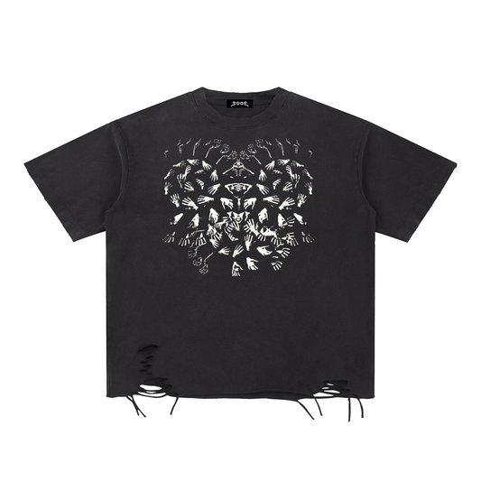 Distressed hand graphic tee