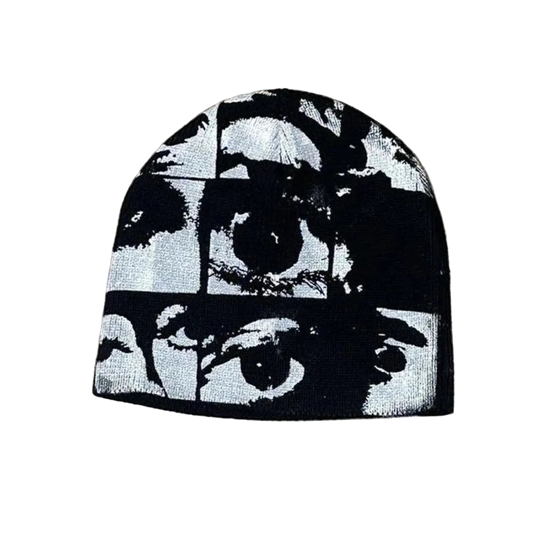 Black and white beanie