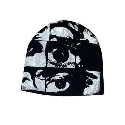 Black and white beanie