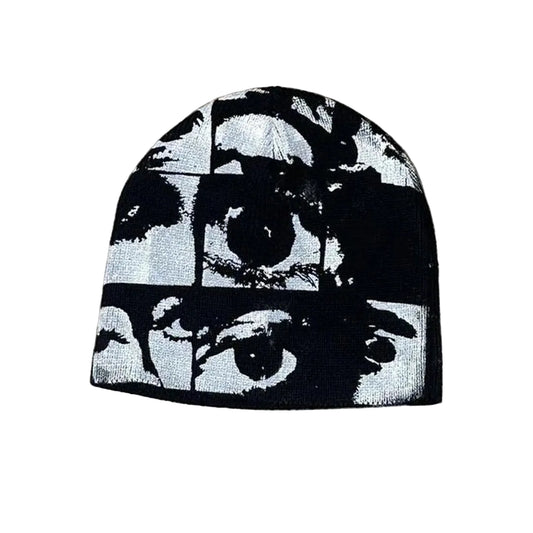 Black and white beanie